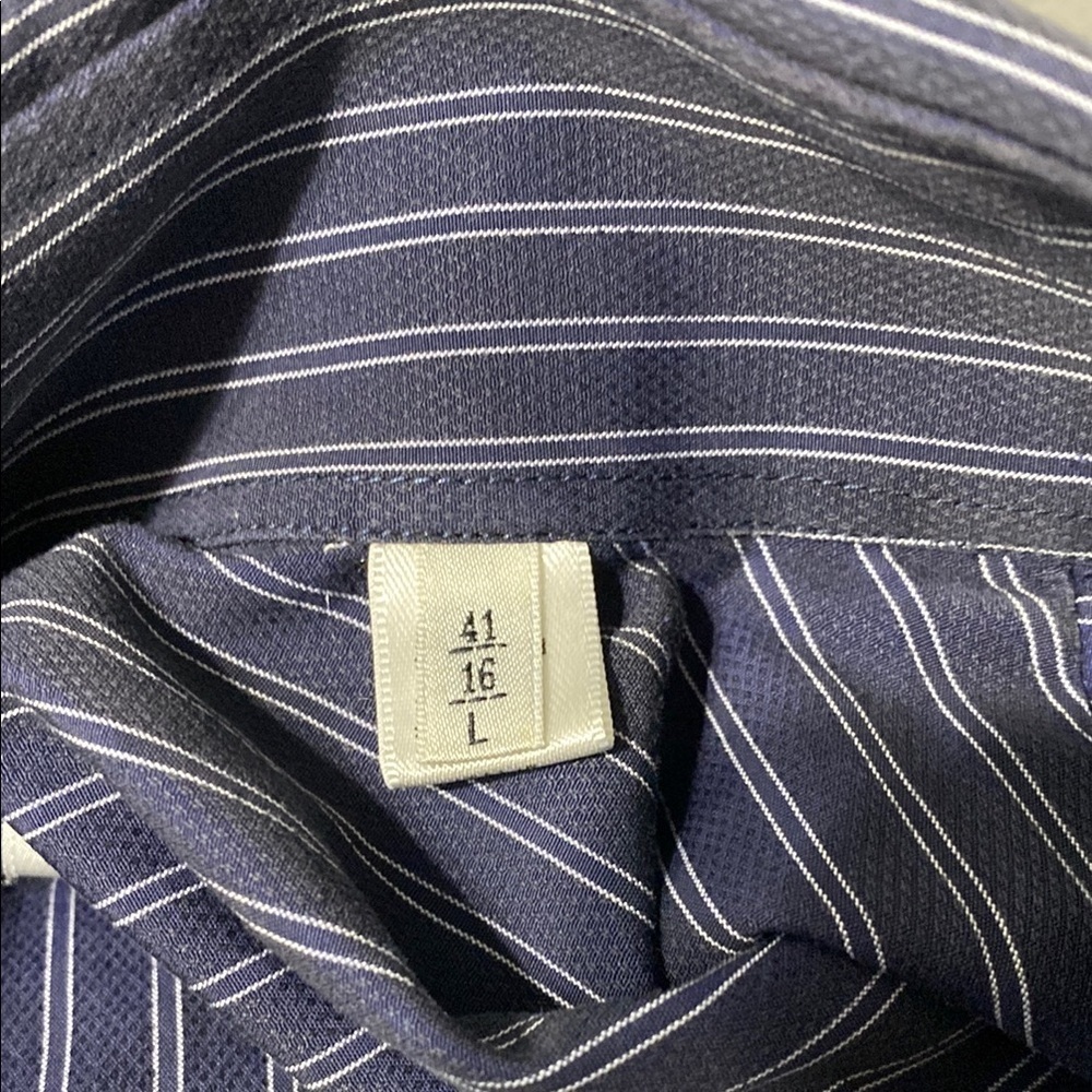Armani Collezioni Navy Striped Men's Shirt. Size 16 L - Picture 3 of 5
